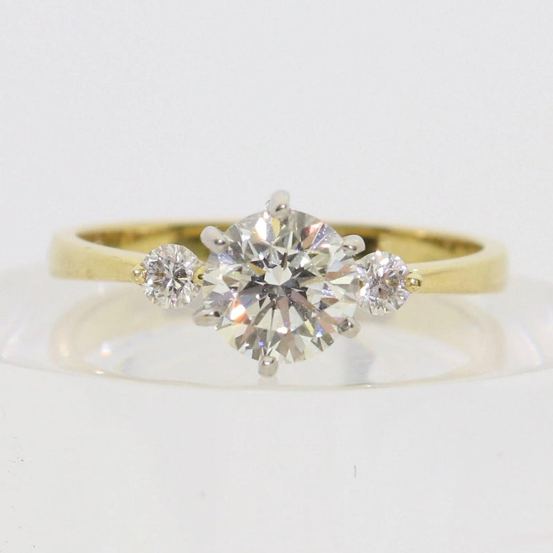 18 kt Yellow Gold Solitaire And Diamond Engagement Ring - Cape Diamond Exchange