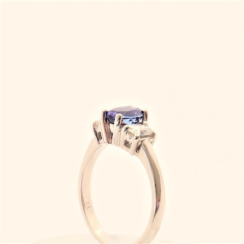 18kt White Gold Oval Tanzanite and Diamond Ring - Cape Diamond Exchange