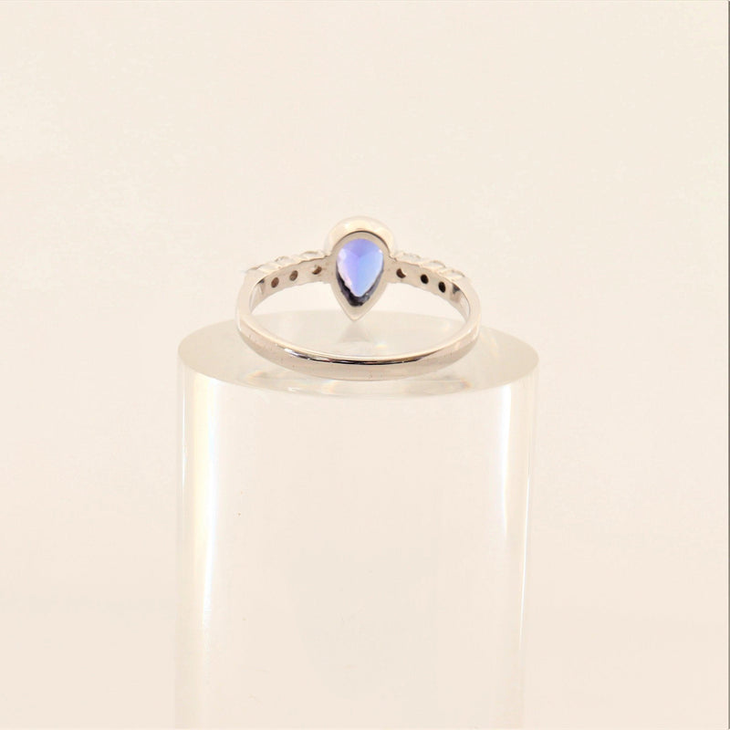 9kt White Gold Diamond and Pear Tanzanite Ring - Cape Diamond Exchange