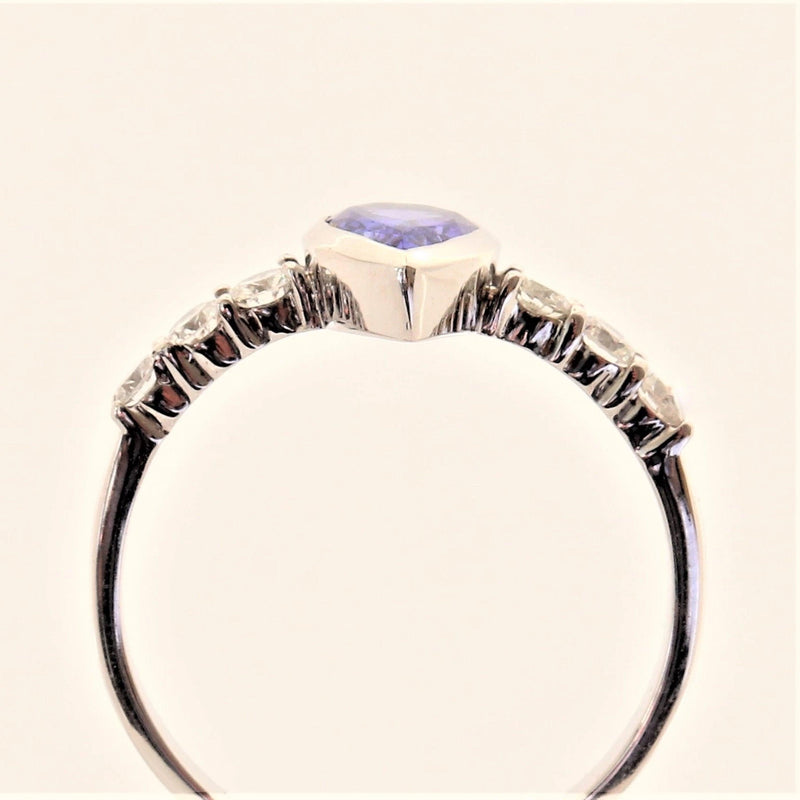 9kt White Gold Diamond and Pear Tanzanite Ring - Cape Diamond Exchange