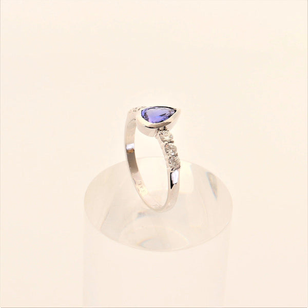 9kt White Gold Diamond and Pear Tanzanite Ring - Cape Diamond Exchange