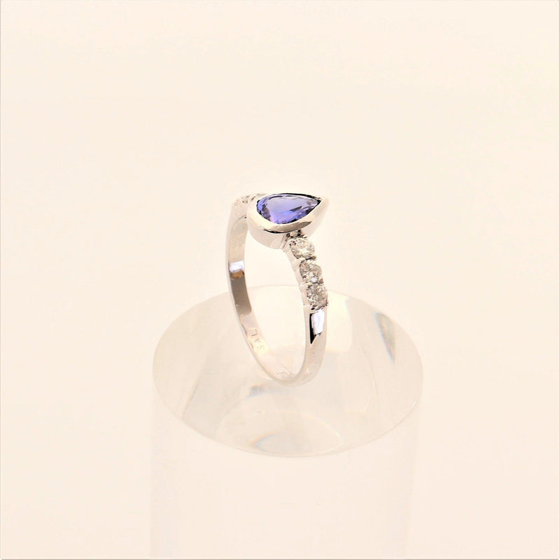 9kt White Gold Diamond and Pear Tanzanite Ring - Cape Diamond Exchange