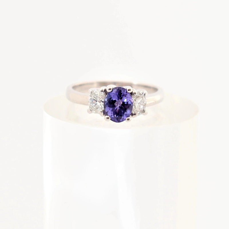 18kt White Gold Oval Tanzanite and Diamond Ring - Cape Diamond Exchange