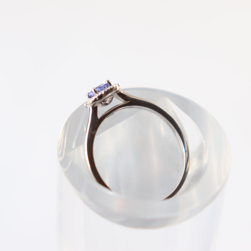 9kt White Gold Tanzanite and Diamond Halo Ring Cape Diamond Exchange in St. George's Mall