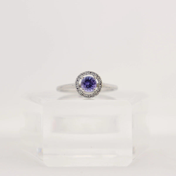 9kt White Gold Tanzanite and Diamond Halo Ring - Cape Diamond Exchange