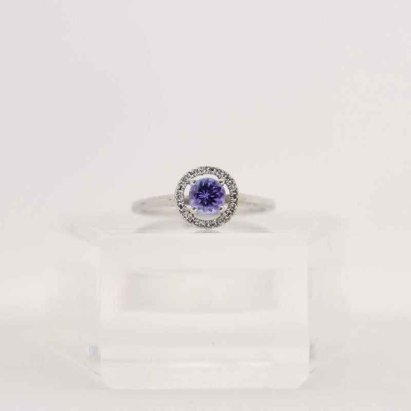 9kt White Gold Tanzanite and Diamond Halo Ring - Cape Diamond Exchange