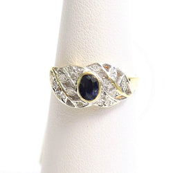 9 kt Yellow Gold Diamond and Sapphire Ring - Cape Diamond Exchange