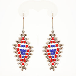 Red and Blue African Bead Hanging Earrings