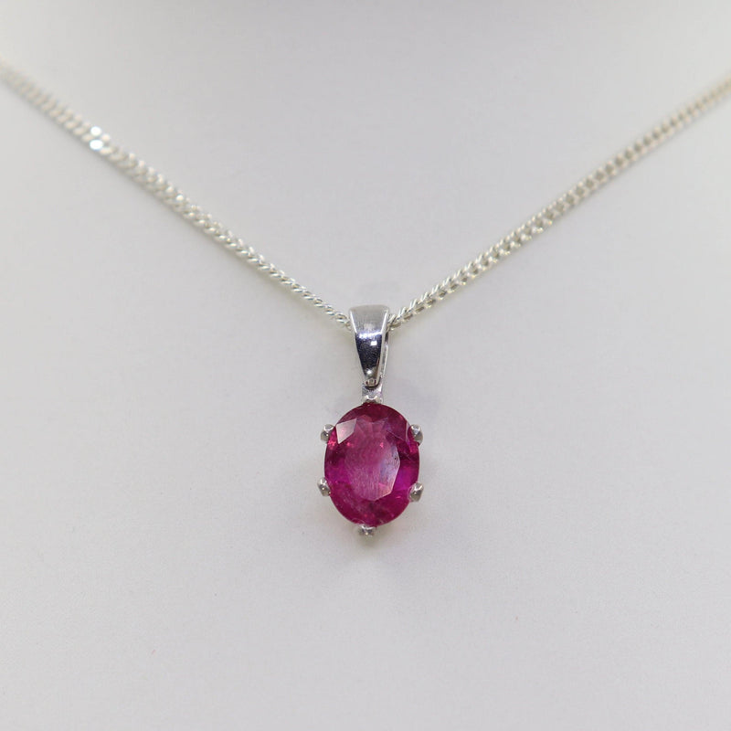 Oval Cut Rubellite Tourmaline Pendant set in White Gold