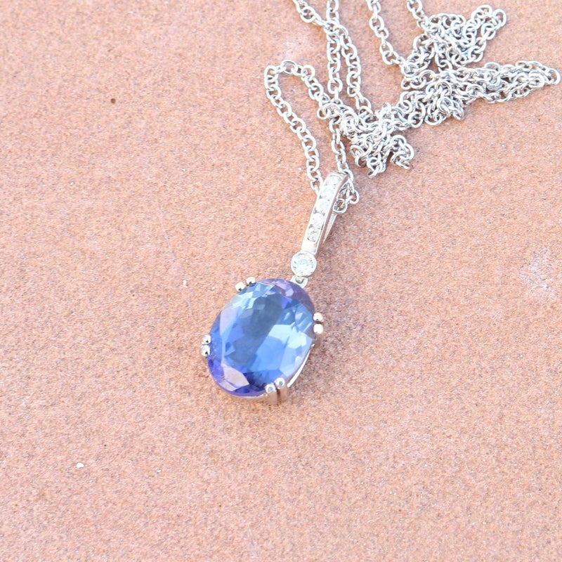 Tanzanite Pendant with a Diamonds Bail