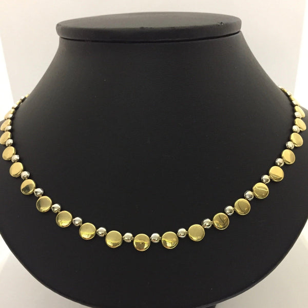 9 kt Yellow and White Gold Dots Necklace - Cape Diamond Exchange