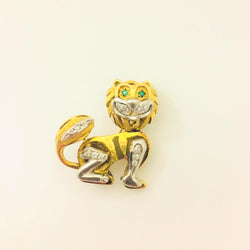 Yellow Gold Cat Brooch with Diamonds - Cape Diamond Exchange