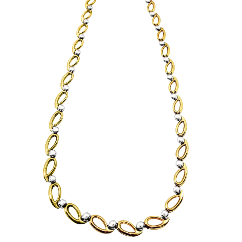 9 kt White and Yellow Gold Loops Necklace - Cape Diamond Exchange
