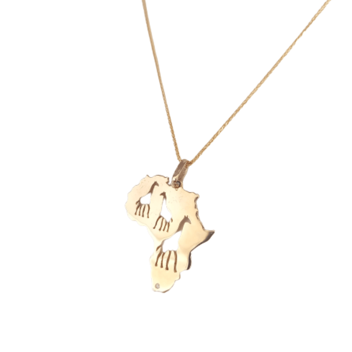 Gold Africa Map Pendant Necklace - African Jewelry Nigeria