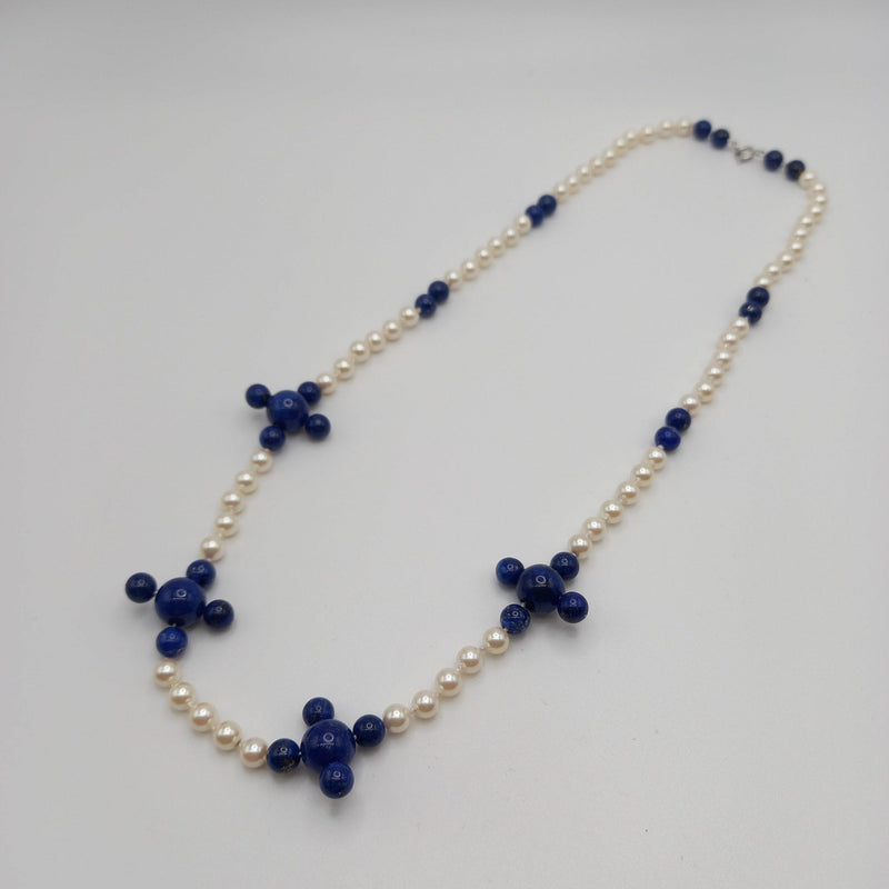 Glass beads pearl coated with Lapis Lazuli necklace - Cape Diamond Exchange
