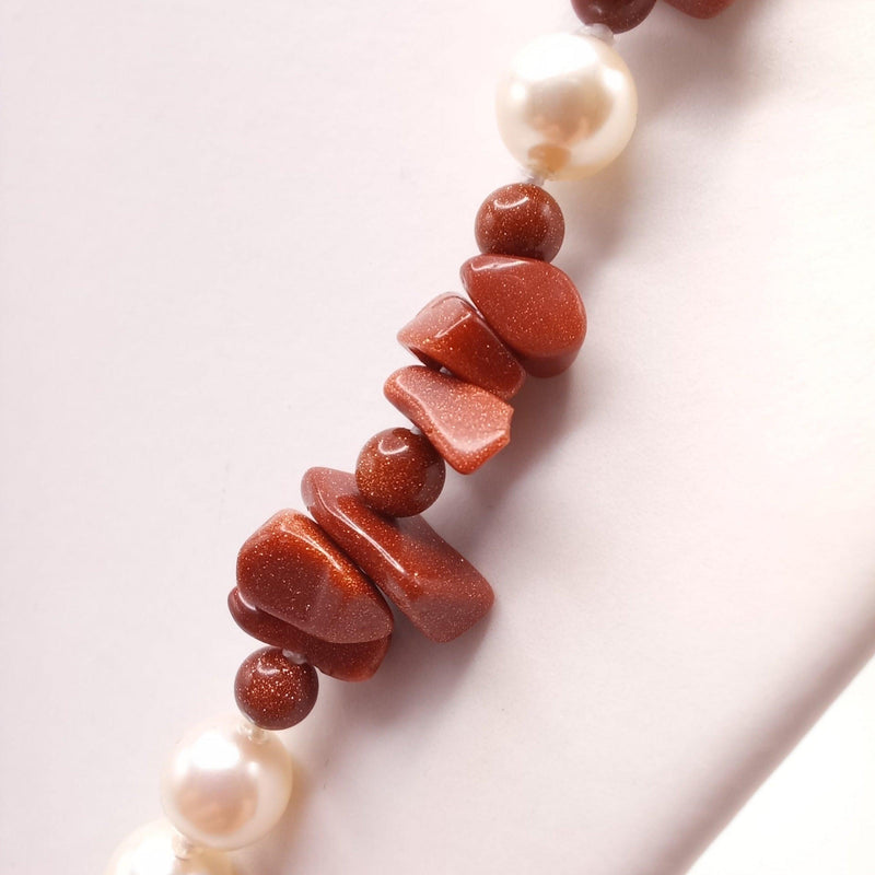 Sandstone beads and glass pearl beads - Cape Diamond Exchange