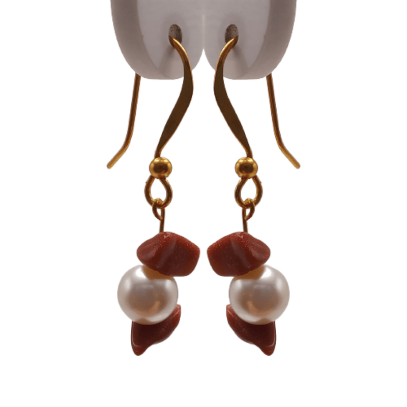 Glass Pearl Beads and Sandstone Earrings - Cape Diamond Exchange