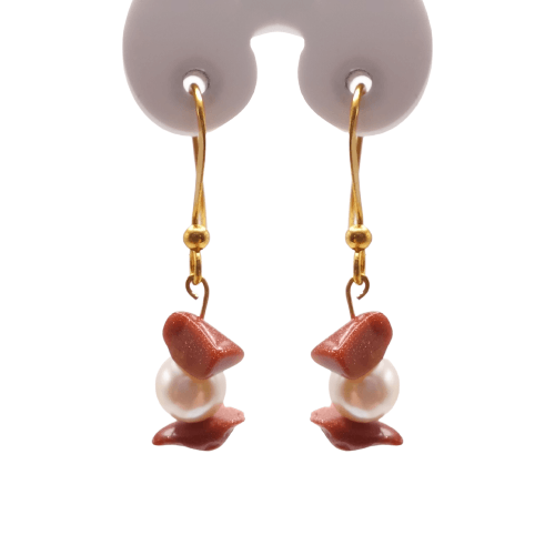 Glass Pearl Beads and Sandstone Earrings - Cape Diamond Exchange
