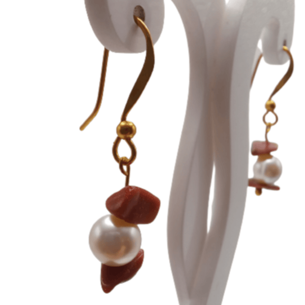 Glass Pearl Beads and Sandstone Earrings - Cape Diamond Exchange