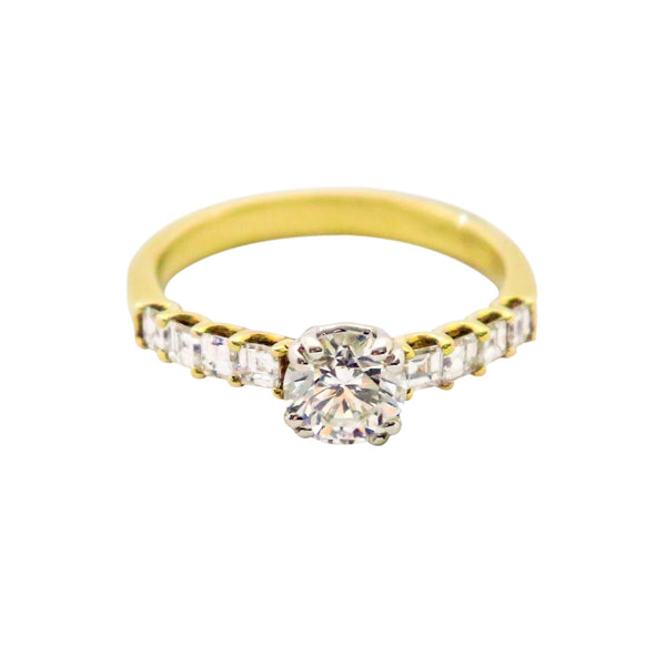 18 kt Yellow Gold Ring with Princess Cut Diamonds - Cape Diamond Exchange