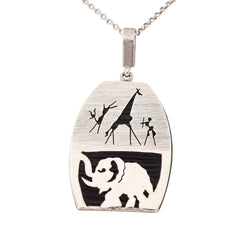 Rock Art Elephant Hair Elephant Pendant in Silver - Cape Diamond Exchange