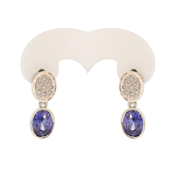 Silver earrings with Oval-cut Bluestone - Cape Diamond Exchange 