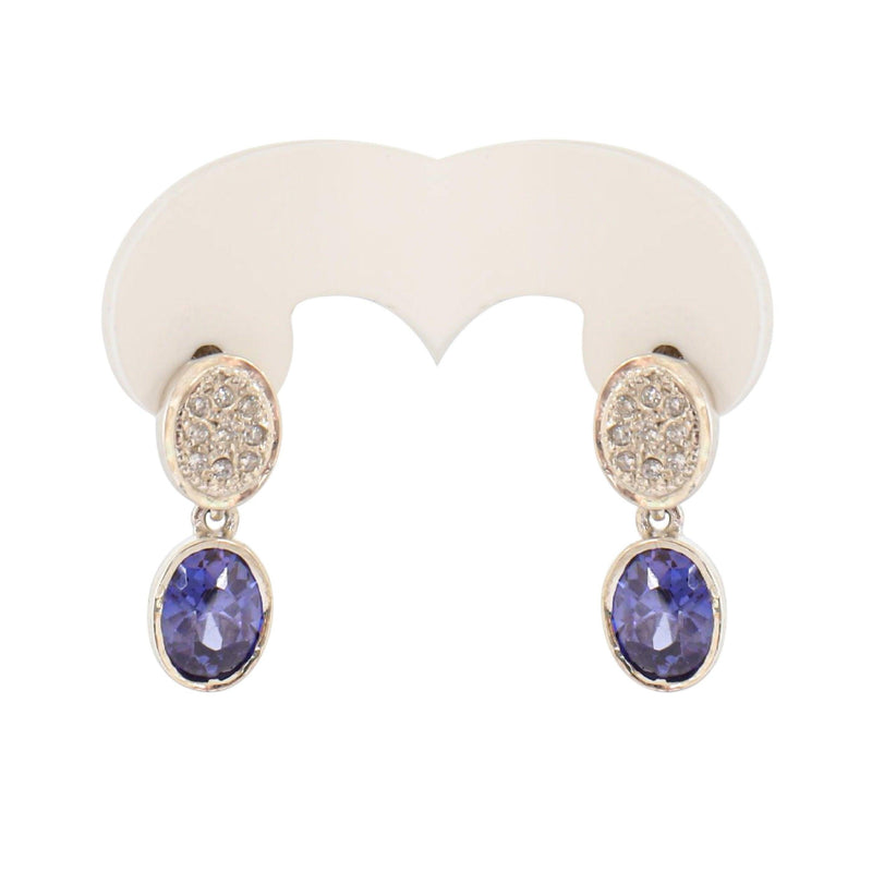 Silver earrings with Oval-cut Bluestone - Cape Diamond Exchange 