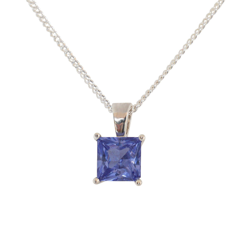 Silver Bluestone Princess-cut Pendant - Cape Diamond Exchange