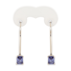 Silver Long hook Earrings with Emerald-cut Bluestone - Cape Diamond Exchange