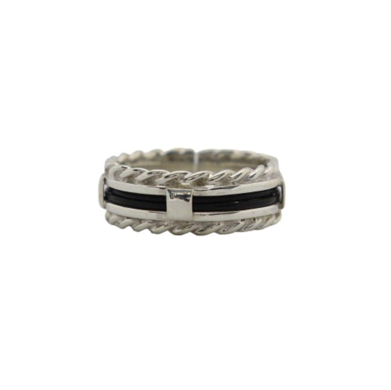 Silver Cable Ring with Elephant Hair Cape Diamond Exchange