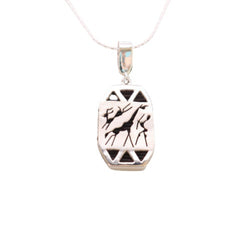 Silver Pendant with Elephant hair rock art hunting scene - cape diamond exchange