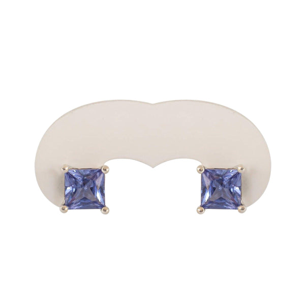 Silver Bluestone Princess-cut stud Earrings - Cape Diamond Exchange