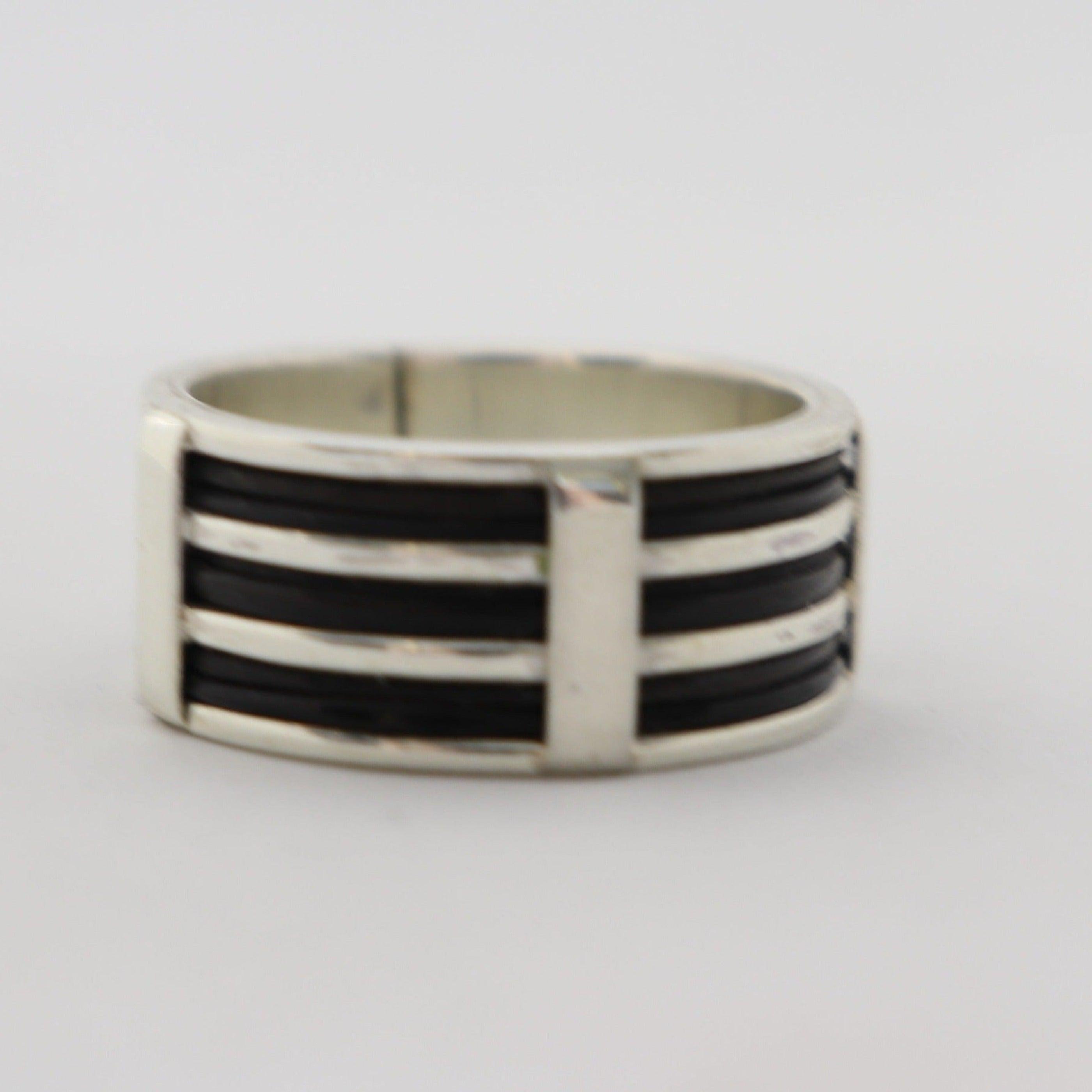Silver Ring With Rows OF Elephant Hair- Cape diamond exchange