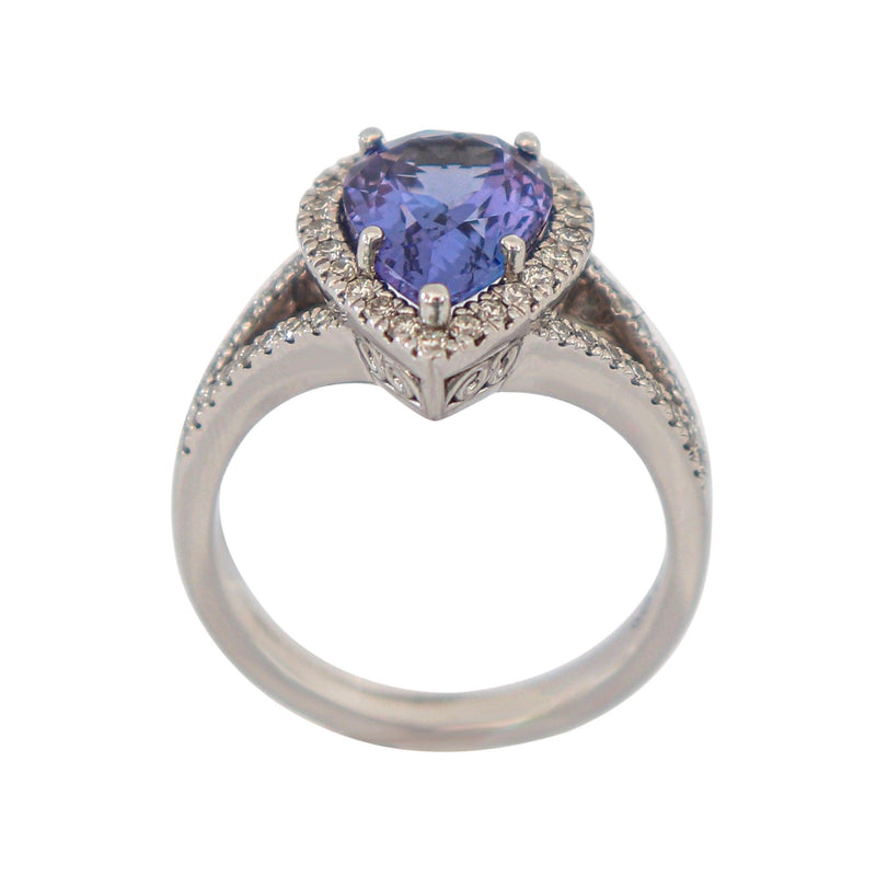 Diamond and Tanzanite Cocktail Ring in 9 kt White Gold