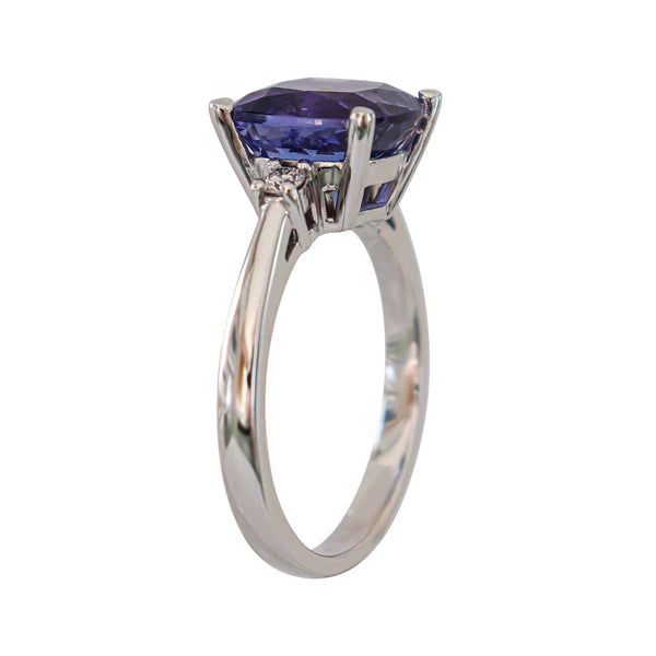 Square Tanzanite and Diamond Ring