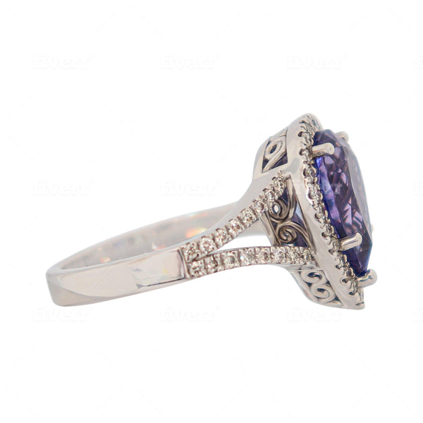 Pear Tanzanite and Diamond Ring in 9 kt White Gold