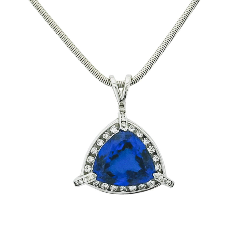 18 kt White Gold Lavish Trillion Tanzanite Pendant - Cape Diamond Exchange