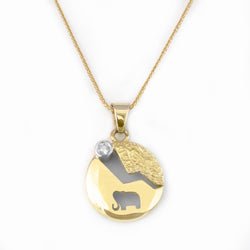 View of Africa pendant with a diamond front view - cape diamond exchange