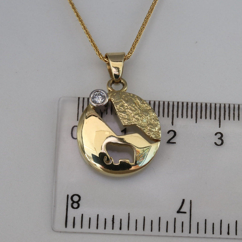 View of Africa pendant with diamond measurements - cape diamond exchange