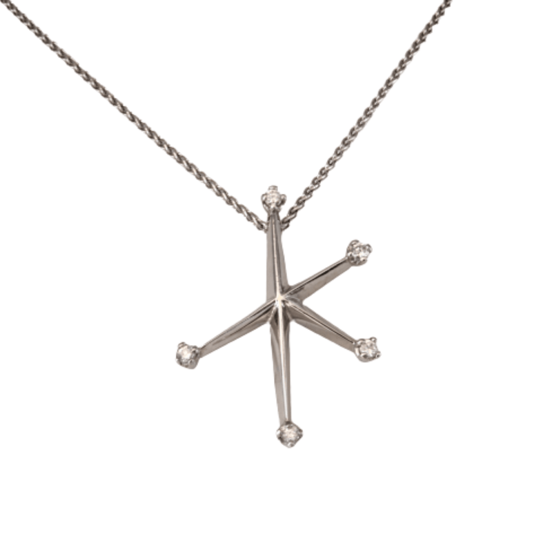 White Gold Southern Star Cross with Diamonds - cape diamond exchange				