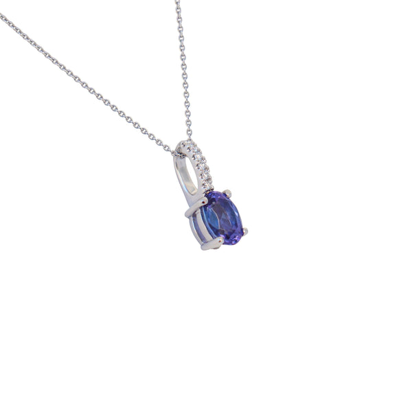 9 kt White Gold Tanzanite and Diamond Pendant