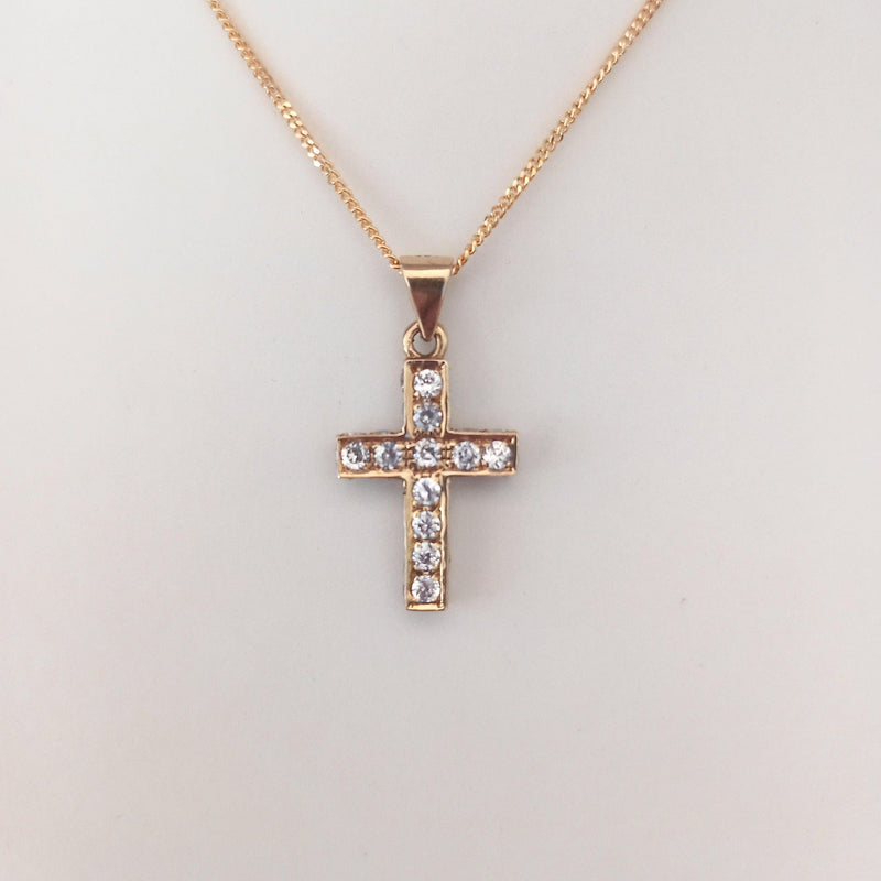 3D Gold Cross with stones on all panels - cape diamond exchange