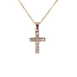 3D Gold Cross with stones on all panels - cape diamond exchange