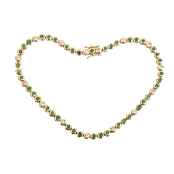 Bezel-set Diamond and Emerald Bracelet - Cape Diamond Exchange