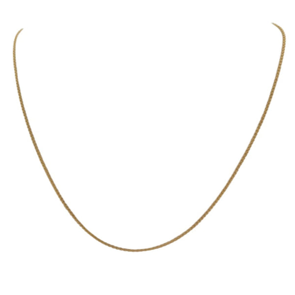 Yellow Gold Wheat Link Chain is a 9 karat, 40 cm metal made of links that resemble wheat.  Cape diamond exchange