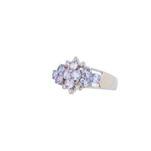 Cluster Ring with Tanzanites and Diamonds - Cape Diamond Exchange