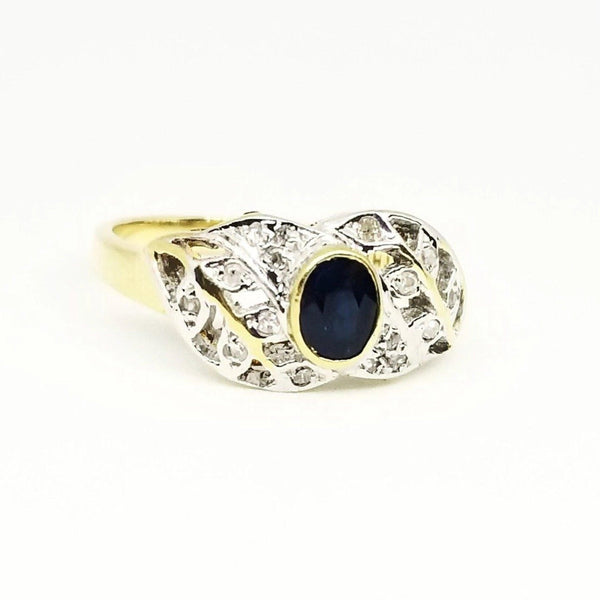 9 kt Yellow Gold Diamond and Sapphire Ring - Cape Diamond Exchange