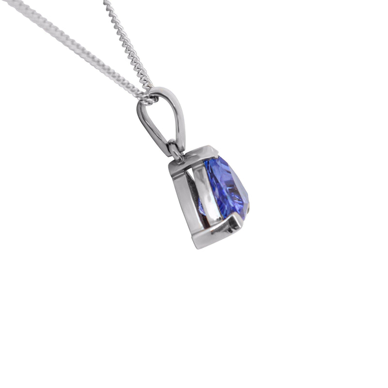 Trillion Tanzanite Pendant in 18 kt White Gold