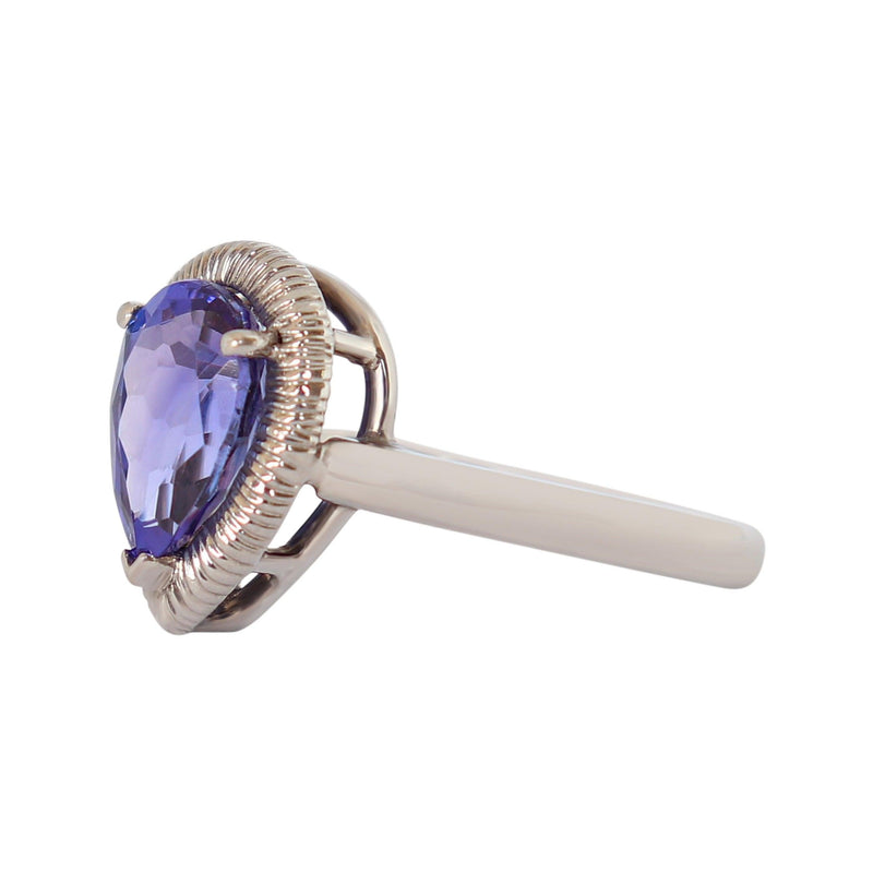 Pear Tanzanite Halo Ring - Cape Diamond Exchange