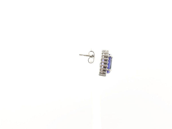 18 kt White Gold Halo Tanzanite and Diamond Earrings - Cape Diamond Exchange